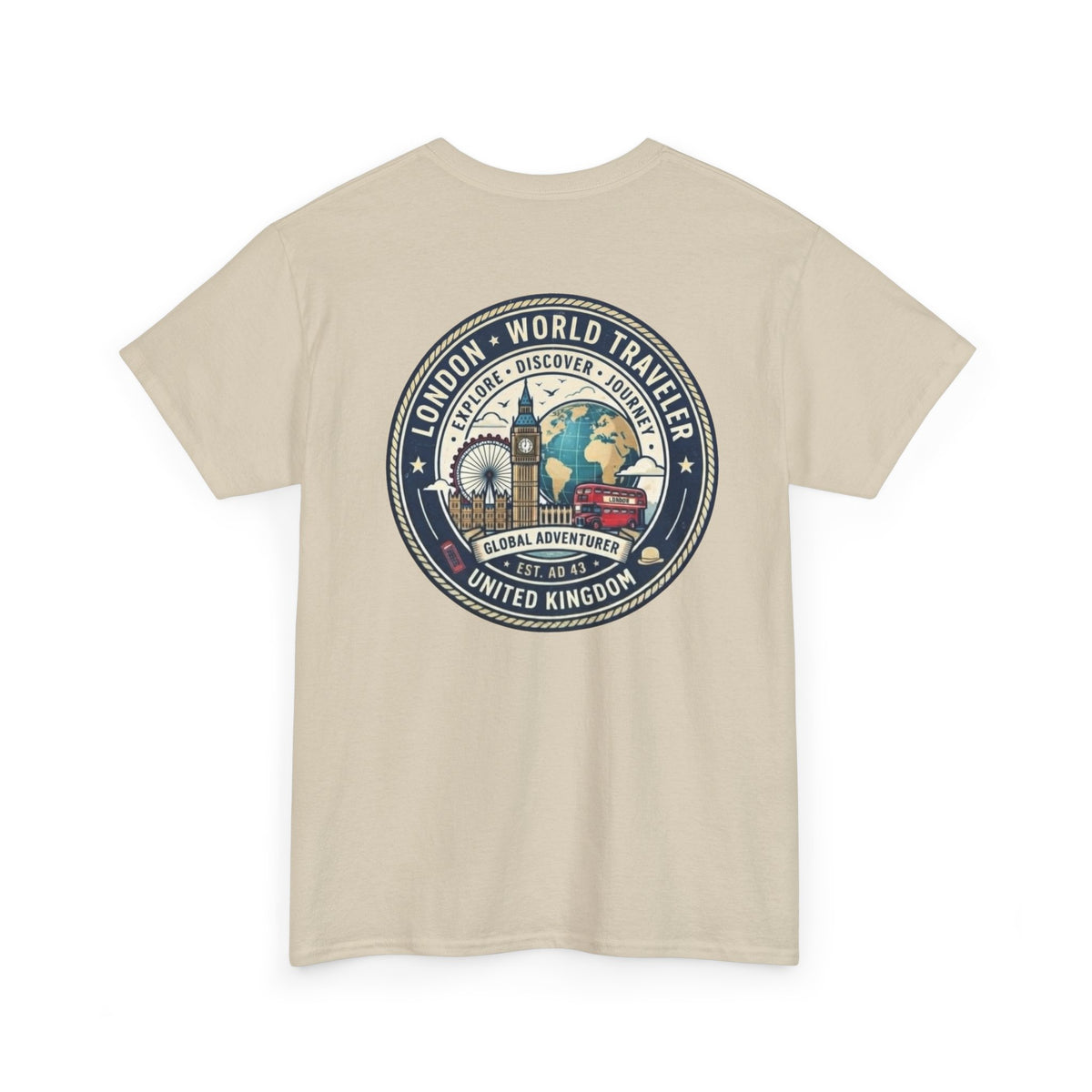 London World Traveler double sided graphics Unisex Heavy Cotton Tee