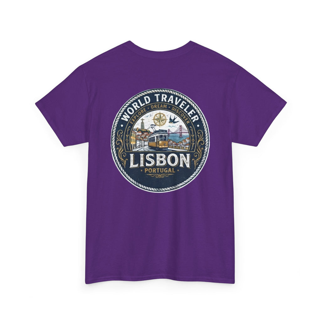 Lisbon World Traveler double sided graphics Unisex Heavy Cotton Tee
