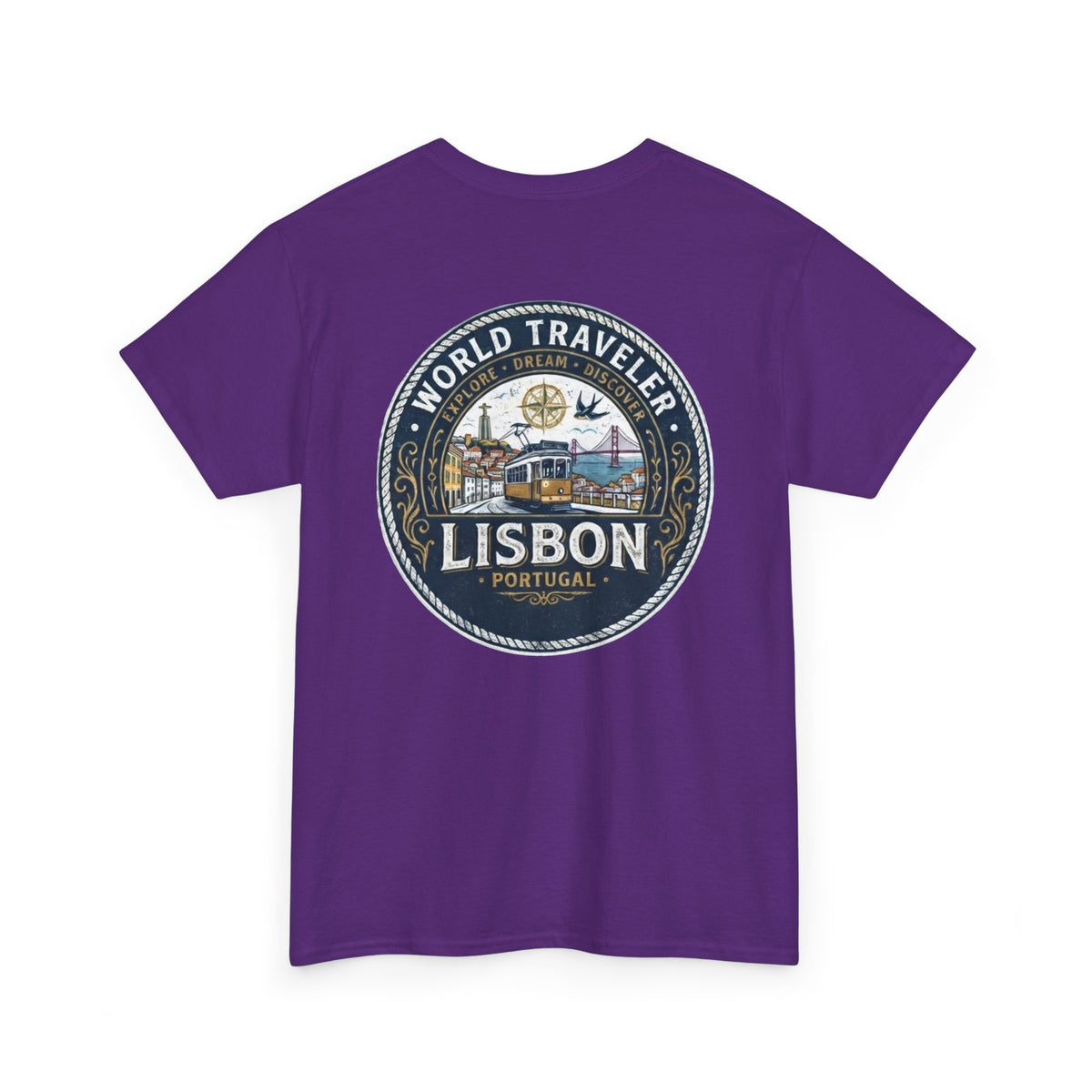 Lisbon World Traveler double sided graphics Unisex Heavy Cotton Tee