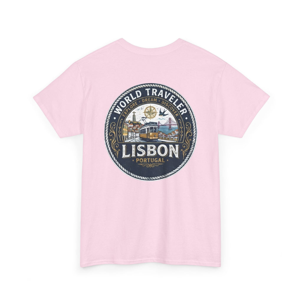 Lisbon World Traveler double sided graphics Unisex Heavy Cotton Tee