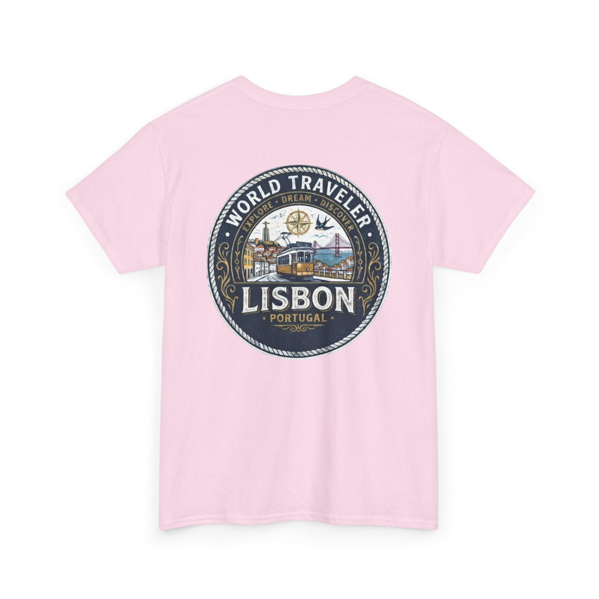 Lisbon World Traveler double sided graphics Unisex Heavy Cotton Tee