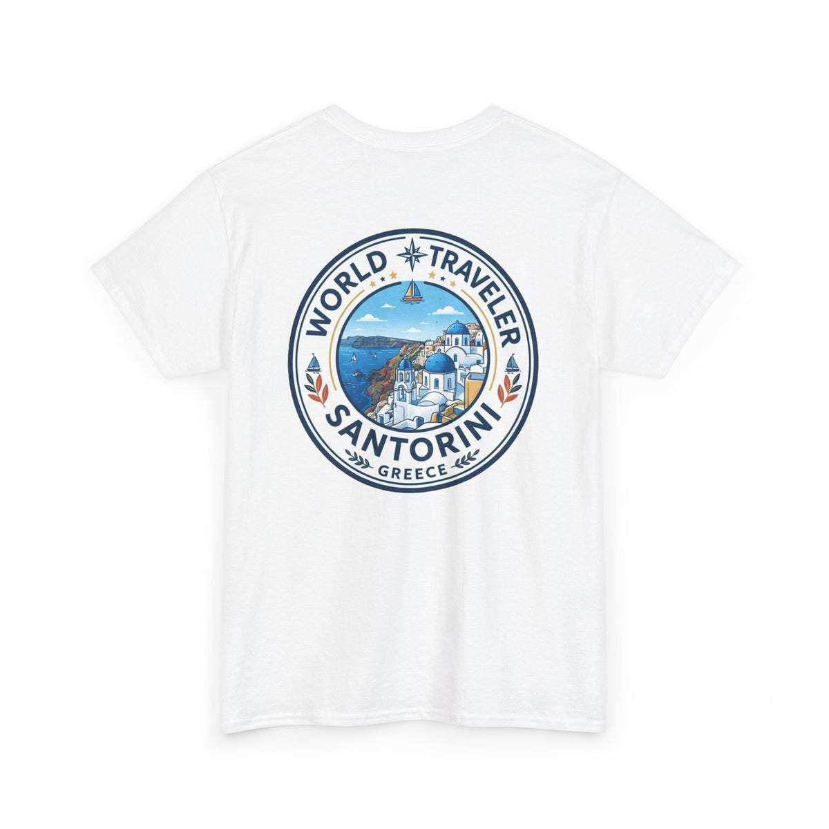 Santorini, Greece World Traveler Unisex Heavy Cotton Tee