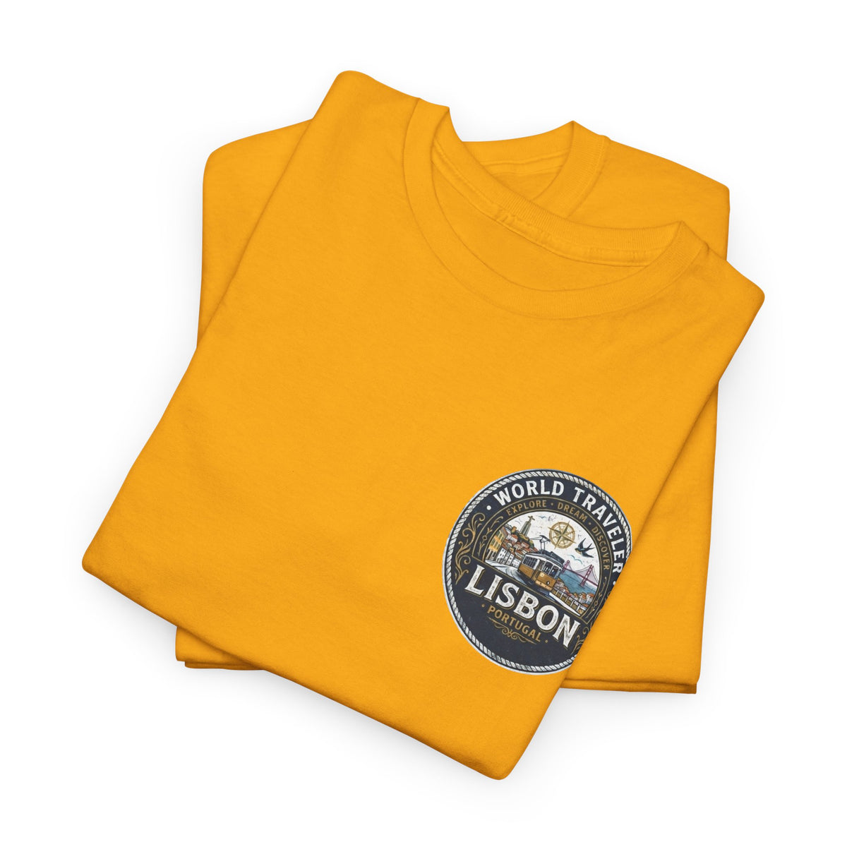 Lisbon World Traveler double sided graphics Unisex Heavy Cotton Tee