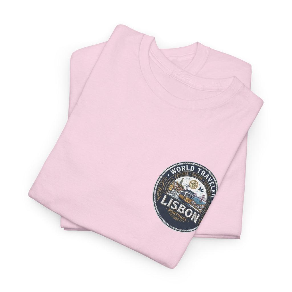 Lisbon World Traveler double sided graphics Unisex Heavy Cotton Tee