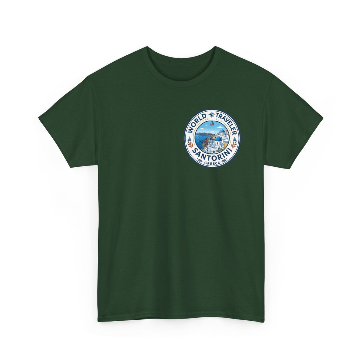 Santorini, Greece World Traveler Unisex Heavy Cotton Tee