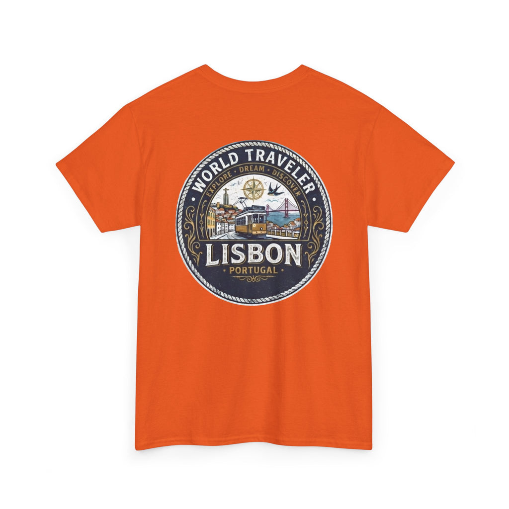 Lisbon World Traveler double sided graphics Unisex Heavy Cotton Tee