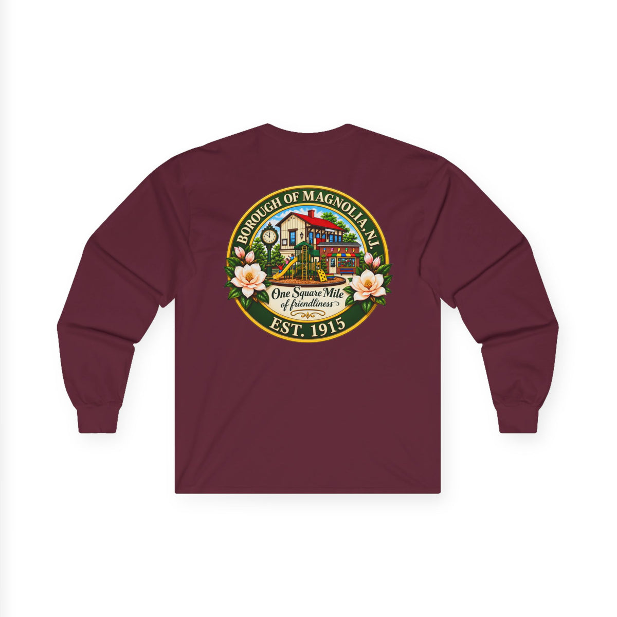 Magnolia, NJ Front and Back Logo Long Sleeve Tee Unisex Ultra Cotton