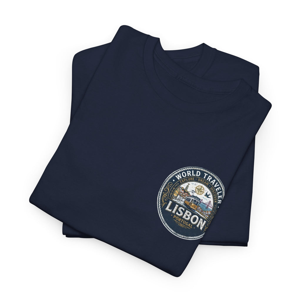 Lisbon World Traveler double sided graphics Unisex Heavy Cotton Tee
