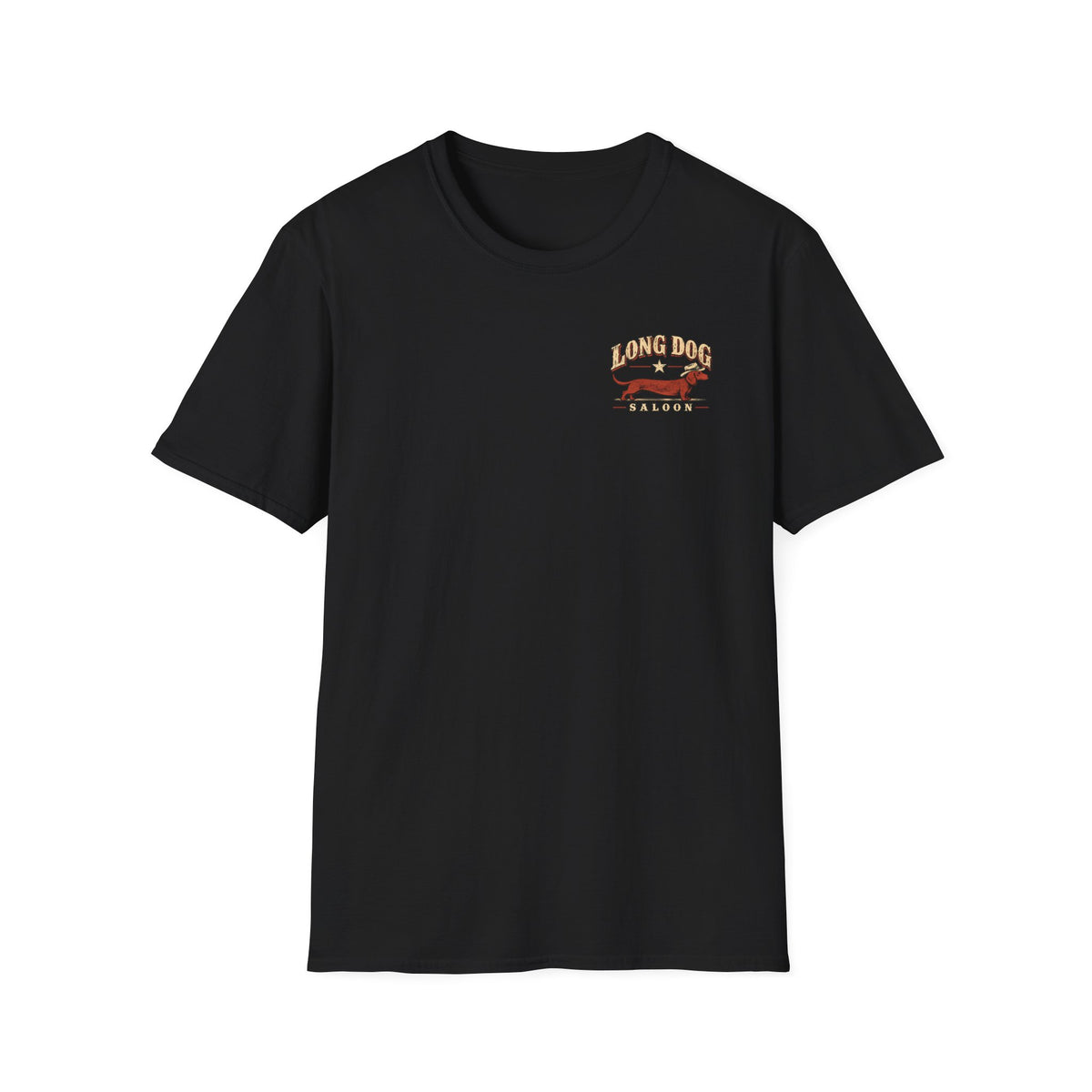 Long Dog Saloon Black Unisex Softstyle T-Shirt