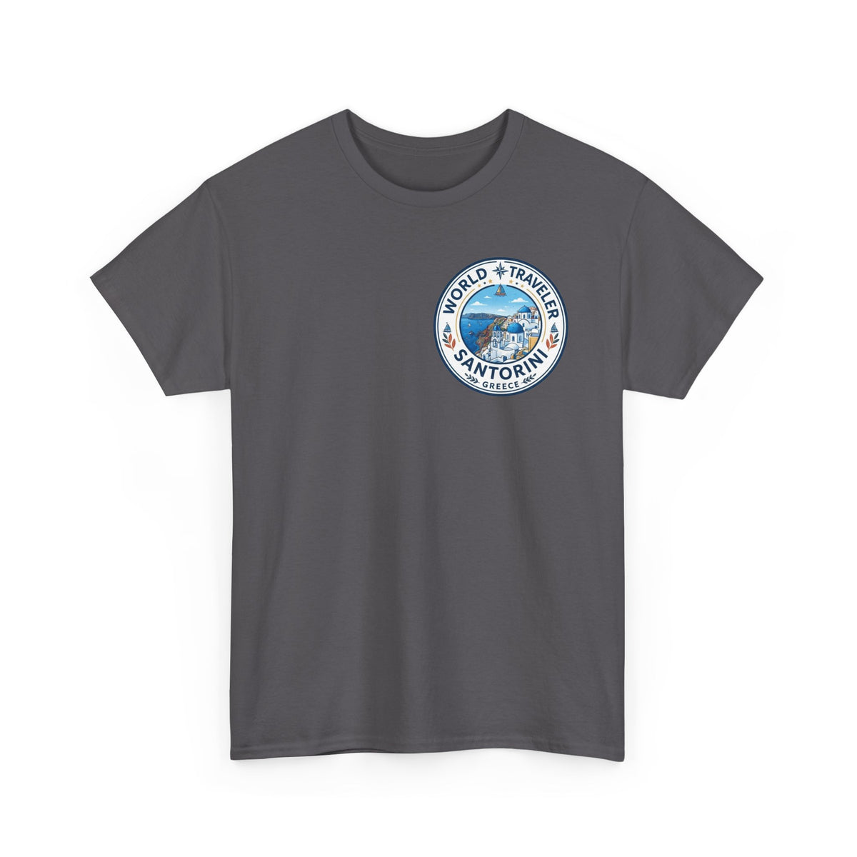 Santorini, Greece World Traveler Unisex Heavy Cotton Tee