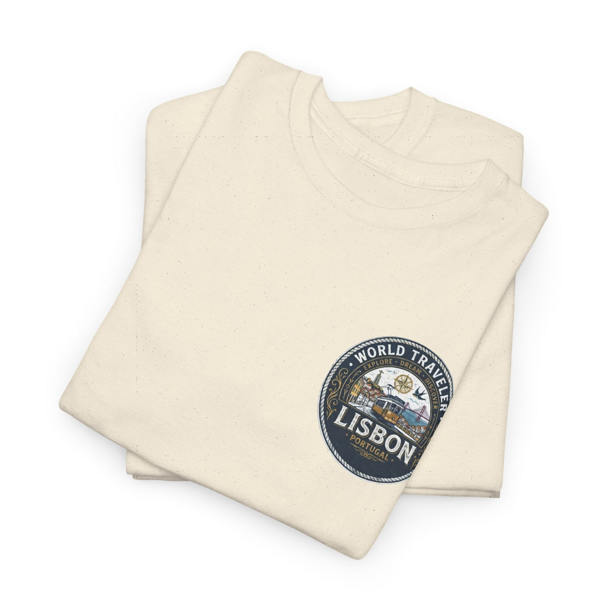 Lisbon World Traveler double sided graphics Unisex Heavy Cotton Tee