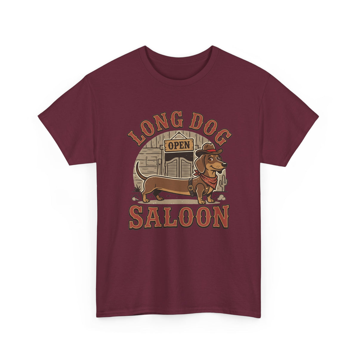 Long Dog Saloon Dachshund Unisex Heavy Cotton Tee