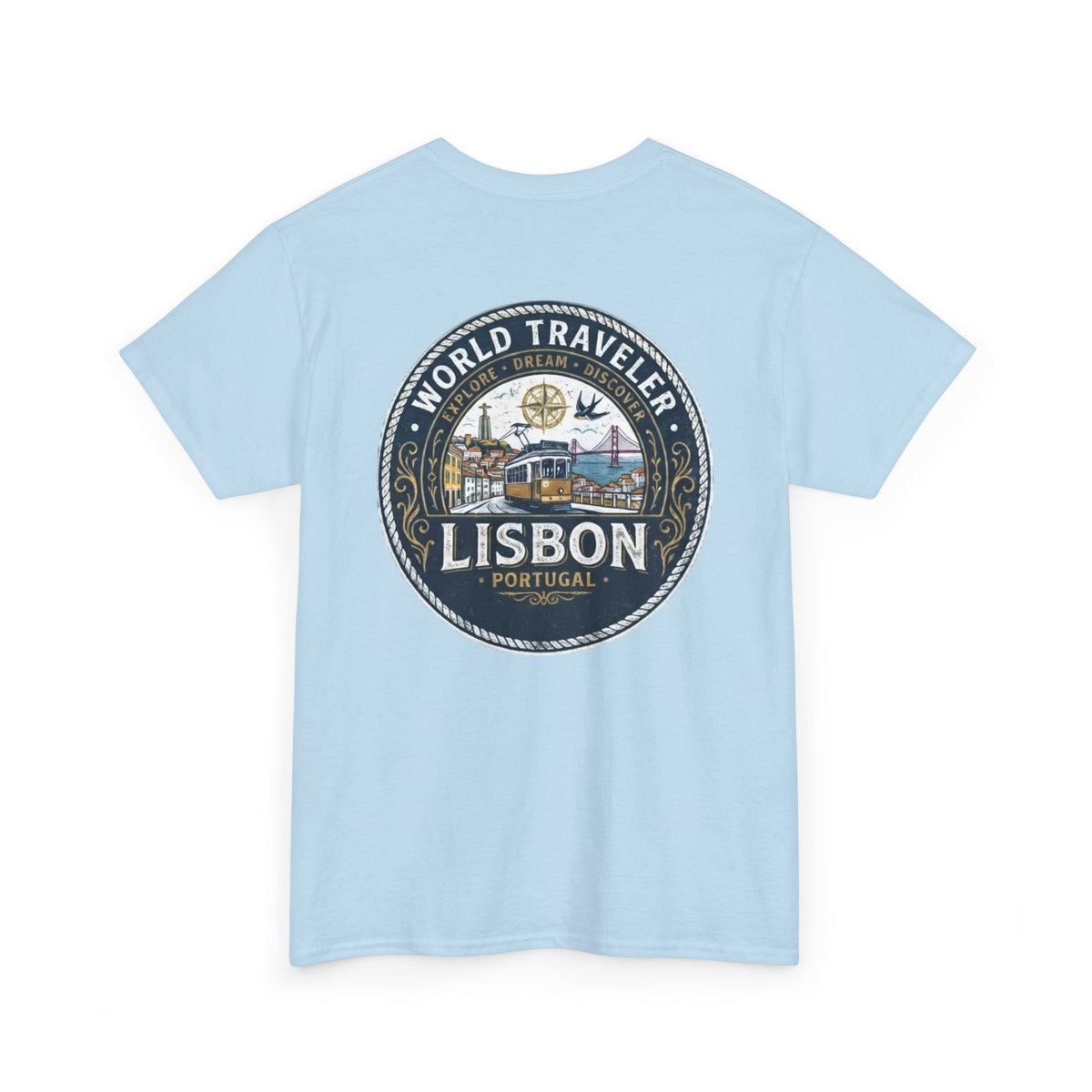 Lisbon World Traveler double sided graphics Unisex Heavy Cotton Tee