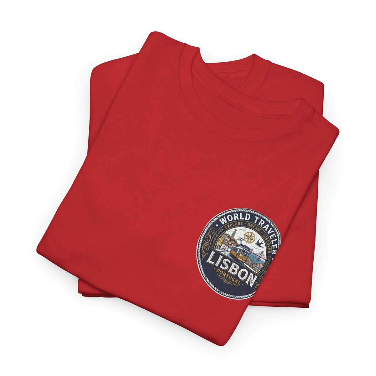 Lisbon World Traveler double sided graphics Unisex Heavy Cotton Tee