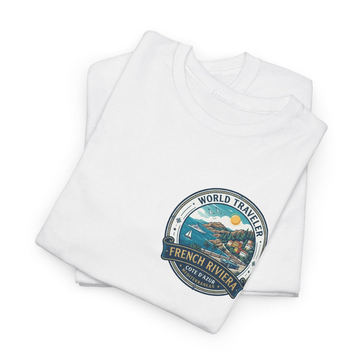 French Riviera World Traveler Unisex Heavy Cotton Tee