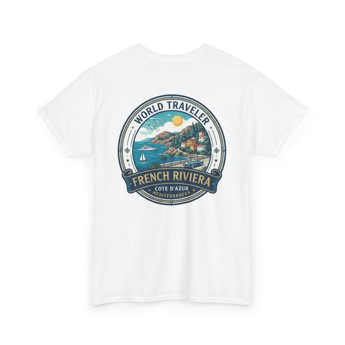 French Riviera World Traveler Unisex Heavy Cotton Tee