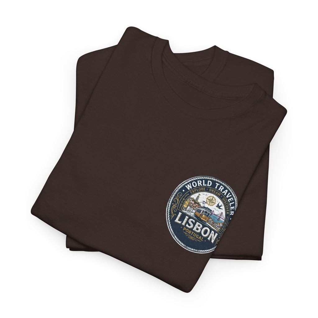 Lisbon World Traveler double sided graphics Unisex Heavy Cotton Tee