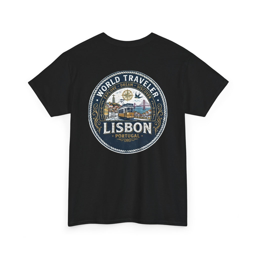 Lisbon World Traveler double sided graphics Unisex Heavy Cotton Tee