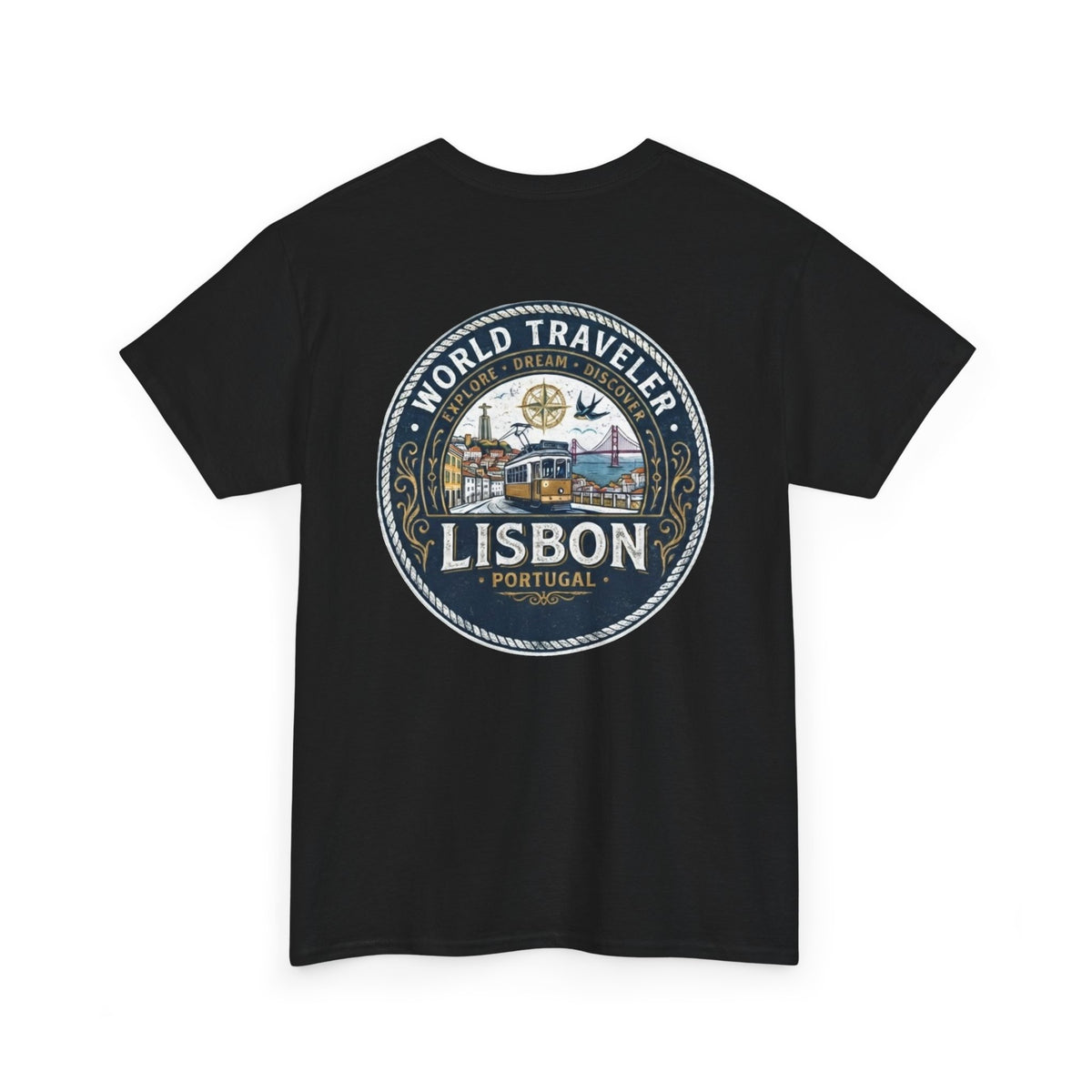 Lisbon World Traveler double sided graphics Unisex Heavy Cotton Tee