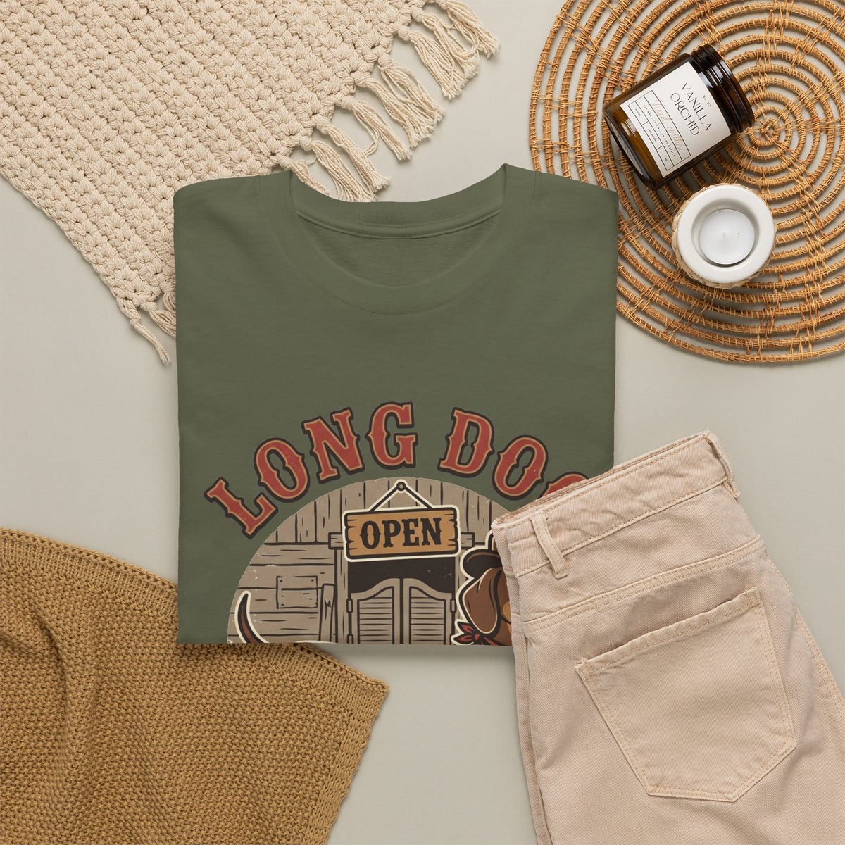 Long Dog Saloon Dachshund Unisex Heavy Cotton Tee