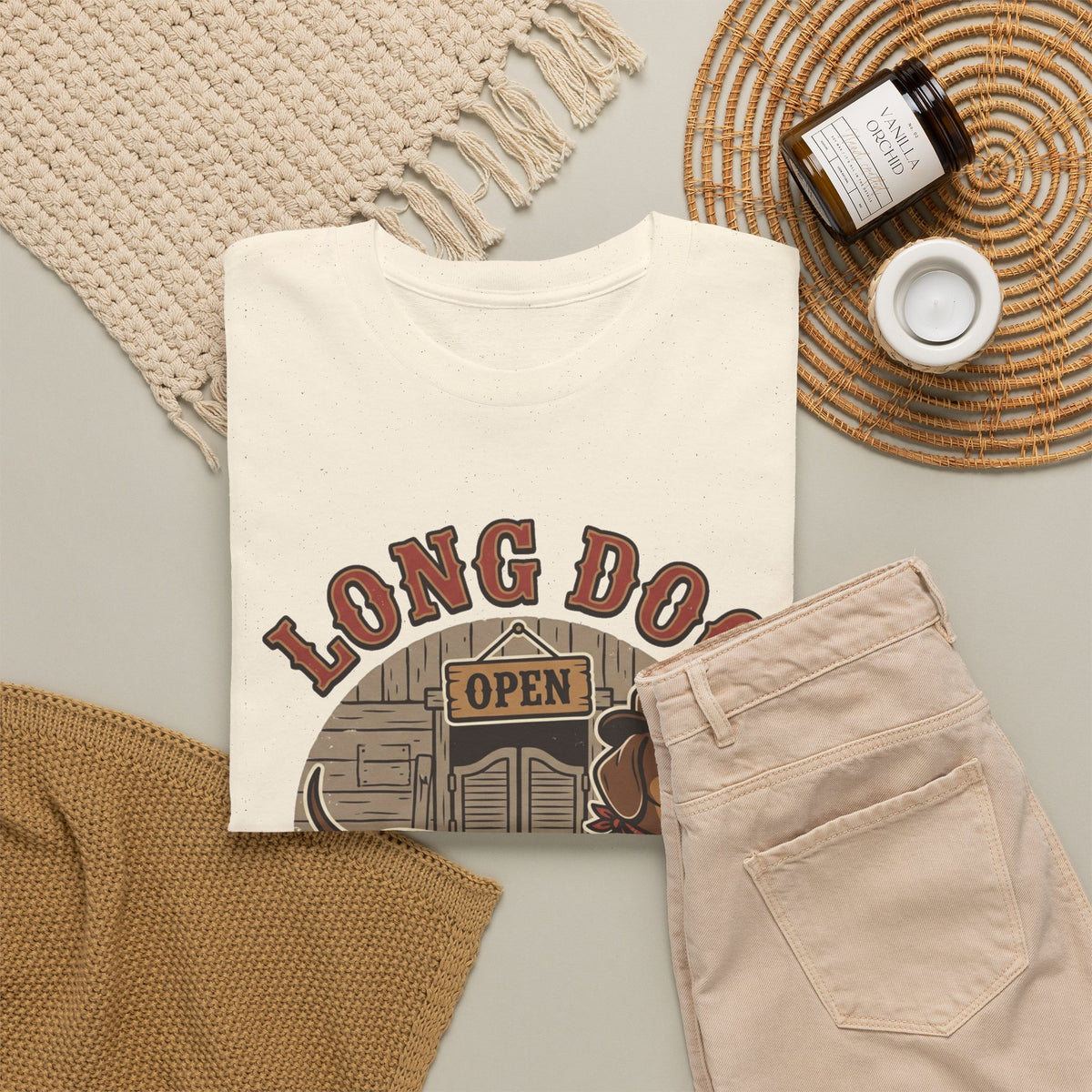Long Dog Saloon Dachshund Unisex Heavy Cotton Tee