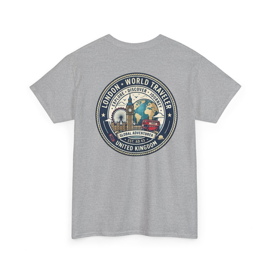 London World Traveler double sided graphics Unisex Heavy Cotton Tee