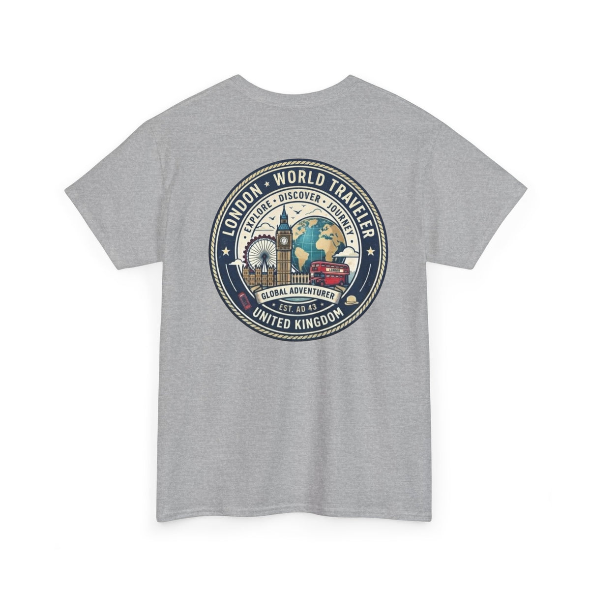 London World Traveler double sided graphics Unisex Heavy Cotton Tee