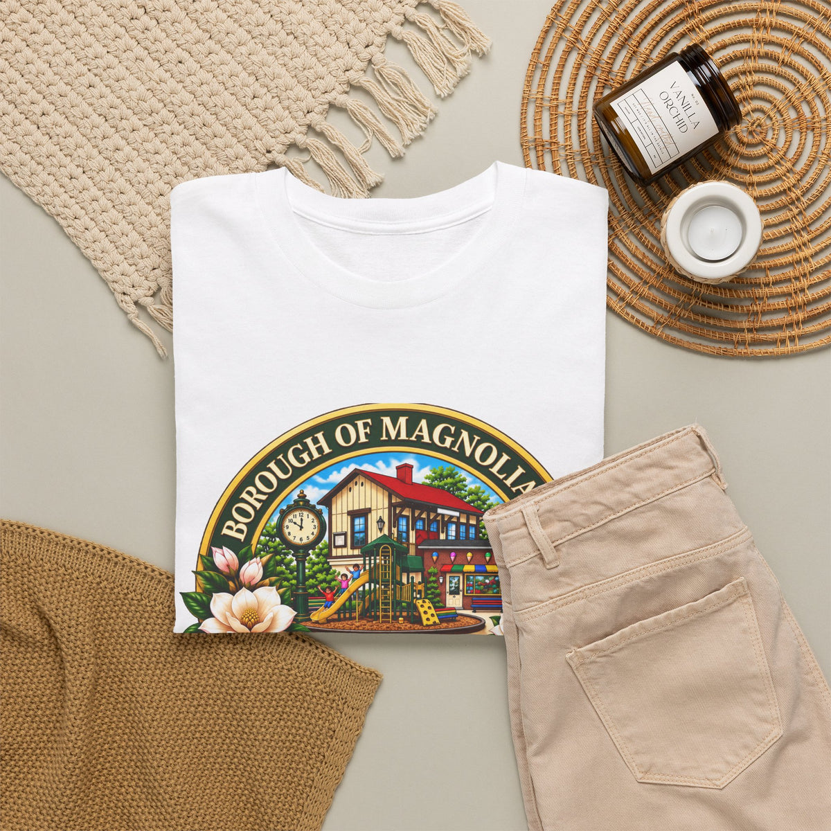 Magnolia, NJ Front Logo Unisex Heavy Cotton Tee