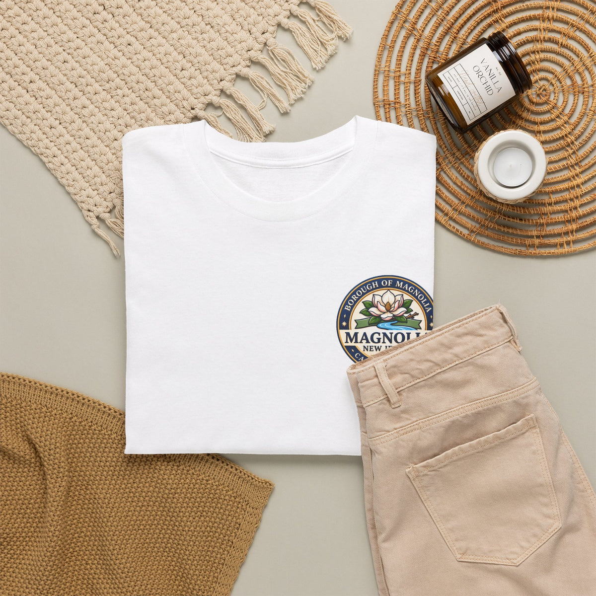 Magnolia, NJ Front and Back Logo Unisex Heavy Cotton Tee