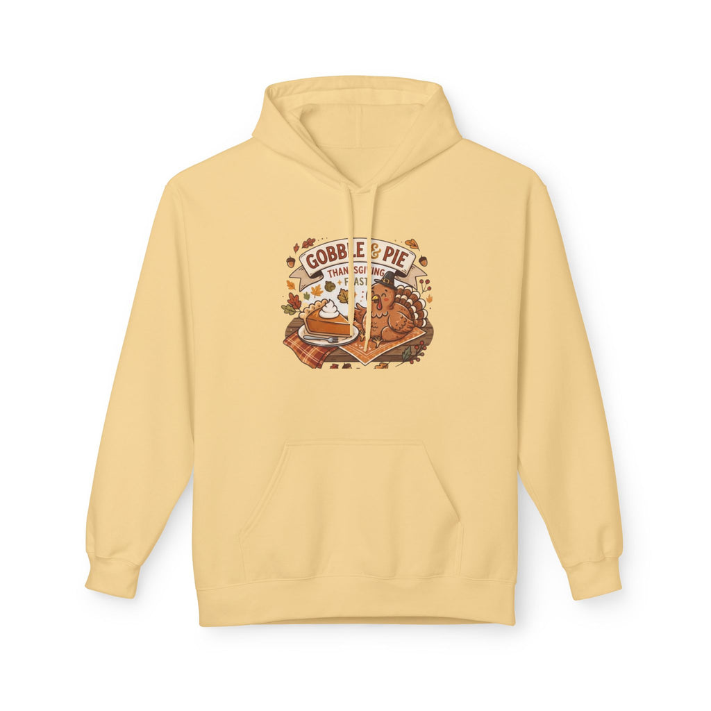 Gobble and Pie Thanksgiving Unisex Midweight Softstyle Fleece Hoodie