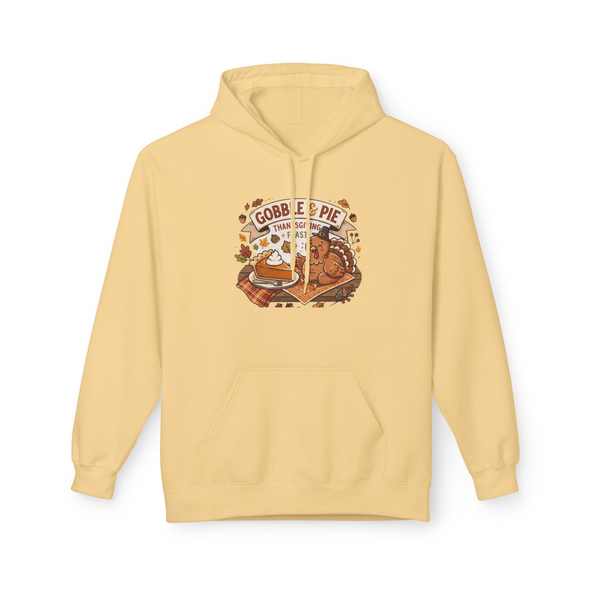 Gobble and Pie Thanksgiving Unisex Midweight Softstyle Fleece Hoodie