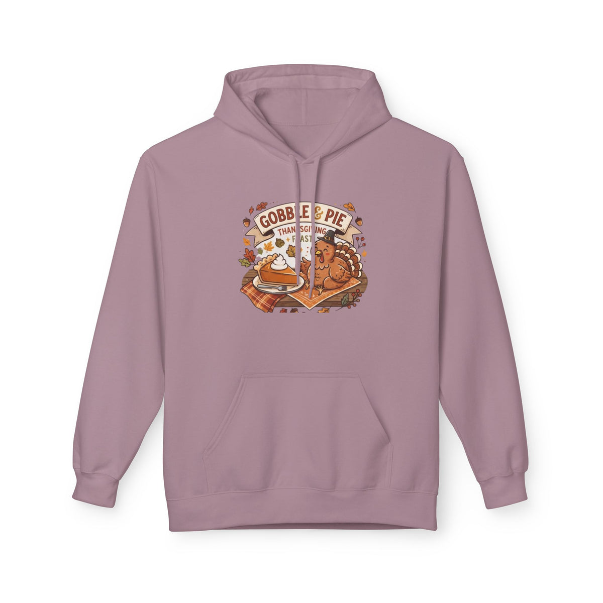 Gobble and Pie Thanksgiving Unisex Midweight Softstyle Fleece Hoodie