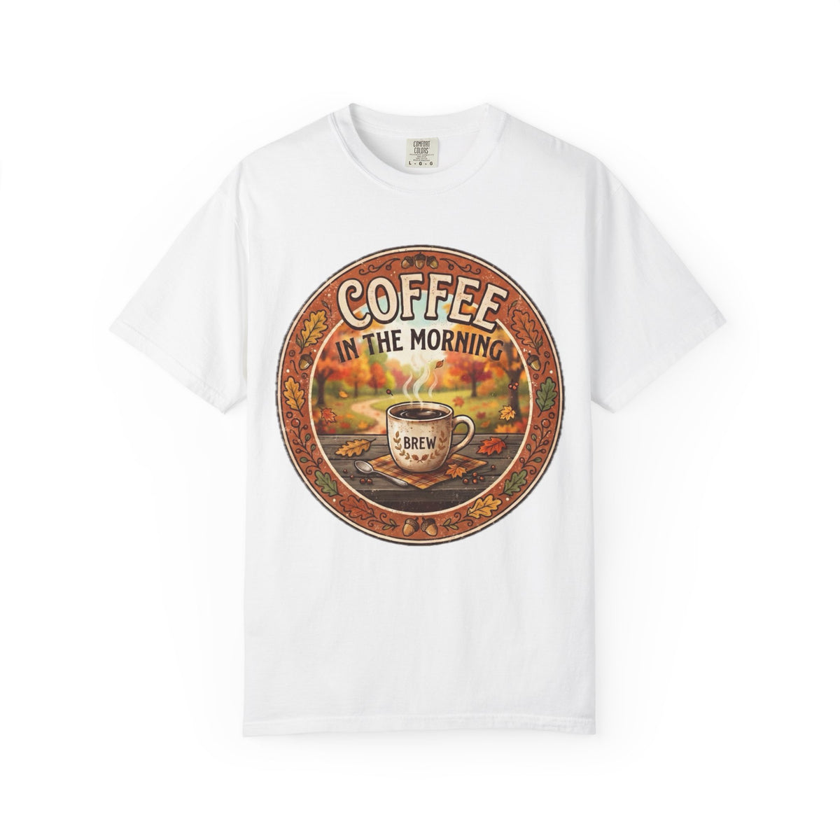 Coffee in the Morning T-Shirt | Vintage Fall Coffee Cup, Autumn Leaves