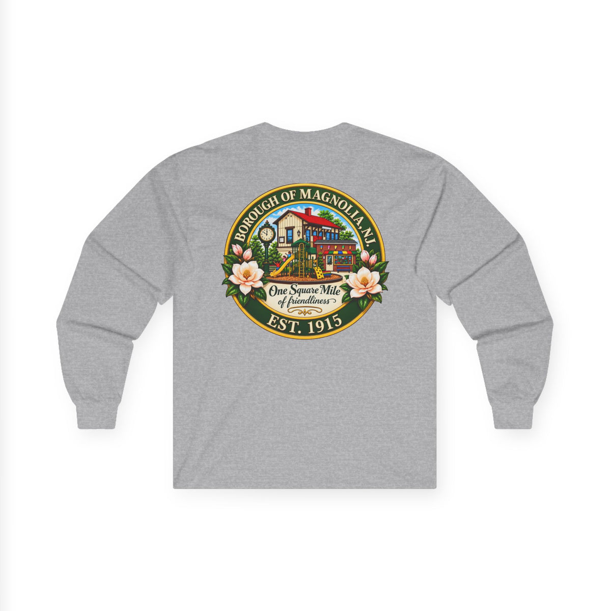 Magnolia, NJ Front and Back Logo Long Sleeve Tee Unisex Ultra Cotton