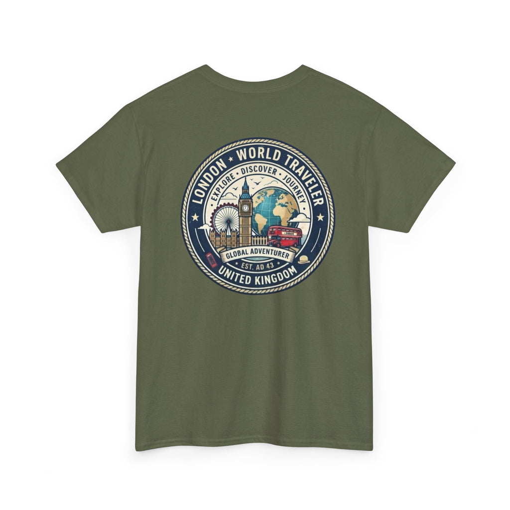 London World Traveler double sided graphics Unisex Heavy Cotton Tee