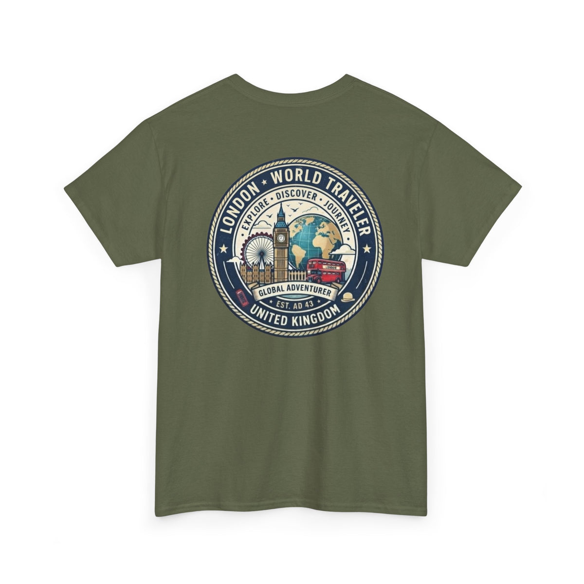 London World Traveler double sided graphics Unisex Heavy Cotton Tee
