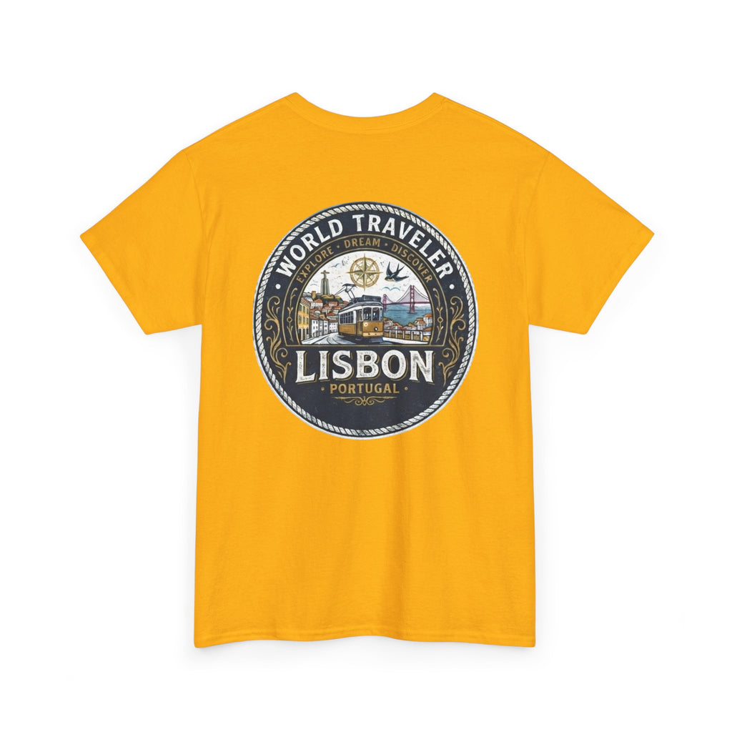 Lisbon World Traveler double sided graphics Unisex Heavy Cotton Tee