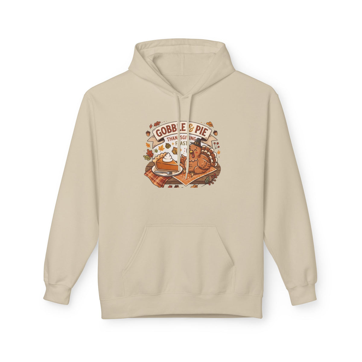 Gobble and Pie Thanksgiving Unisex Midweight Softstyle Fleece Hoodie