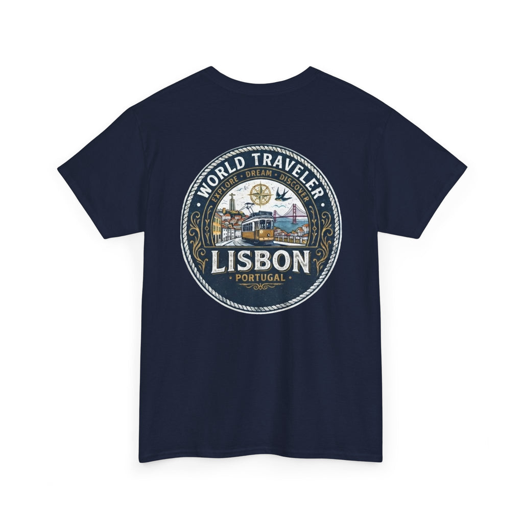 Lisbon World Traveler double sided graphics Unisex Heavy Cotton Tee
