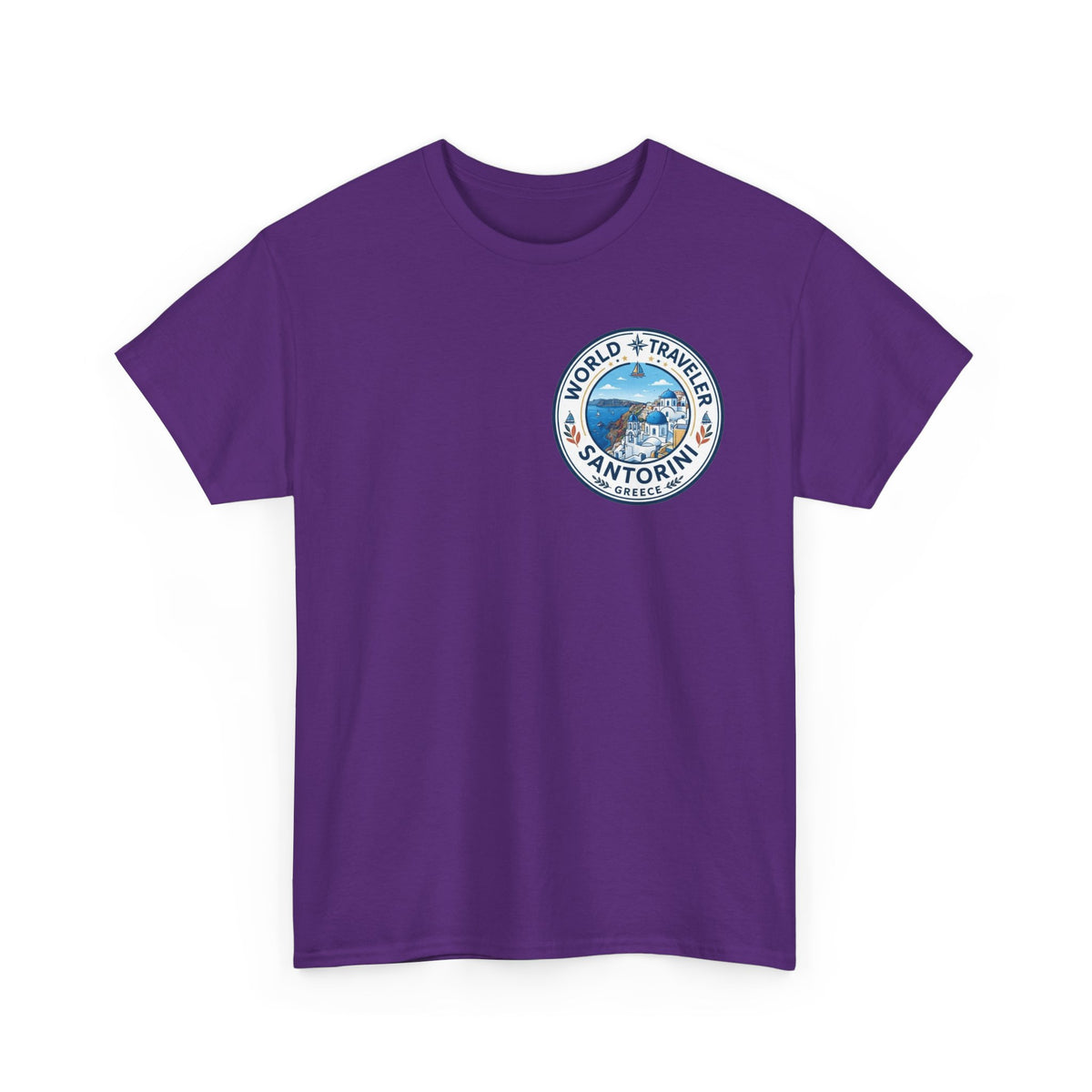 Santorini, Greece World Traveler Unisex Heavy Cotton Tee