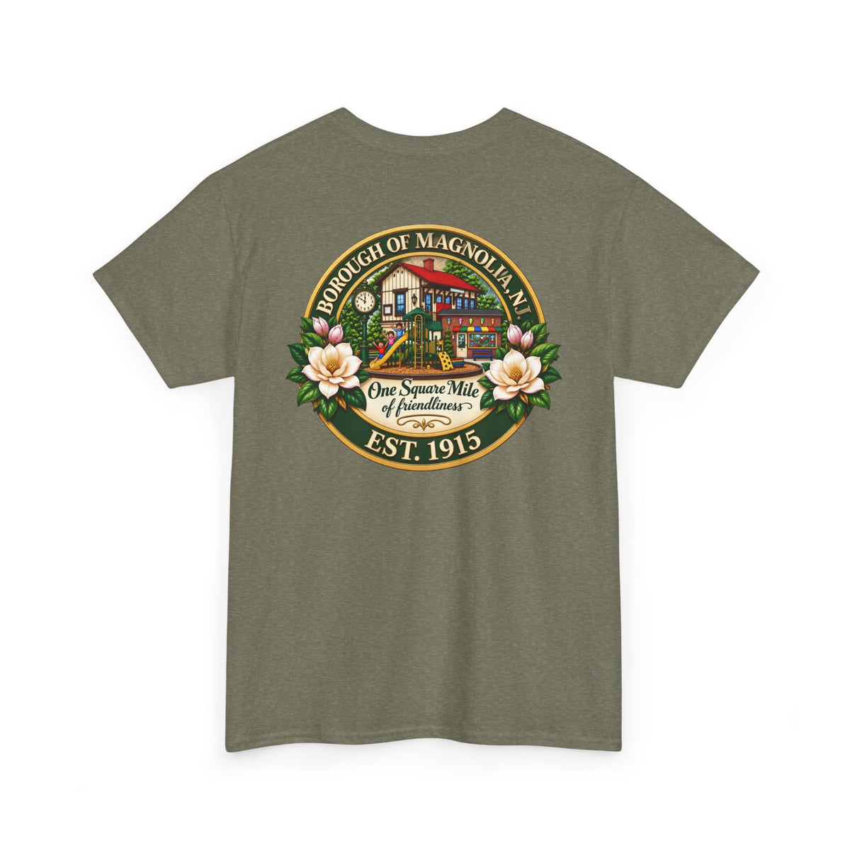 Magnolia, NJ Front and Back Logo Unisex Heavy Cotton Tee