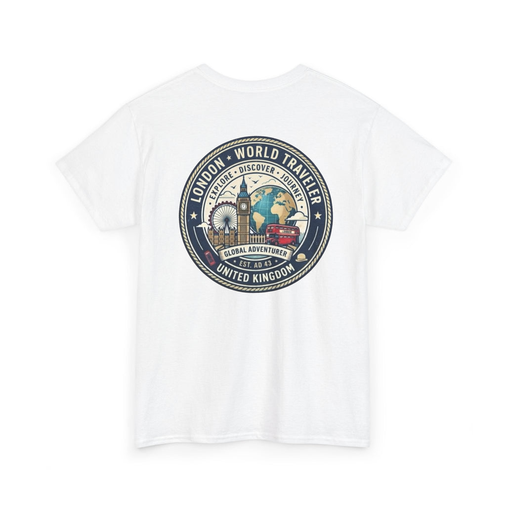 London World Traveler double sided graphics Unisex Heavy Cotton Tee