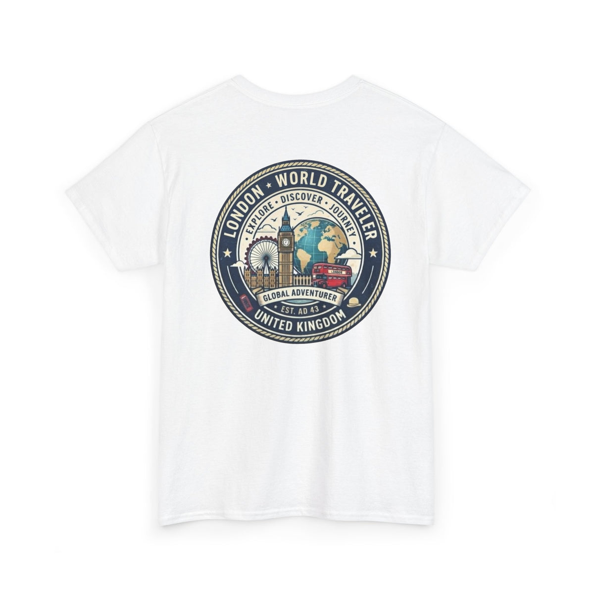 London World Traveler double sided graphics Unisex Heavy Cotton Tee