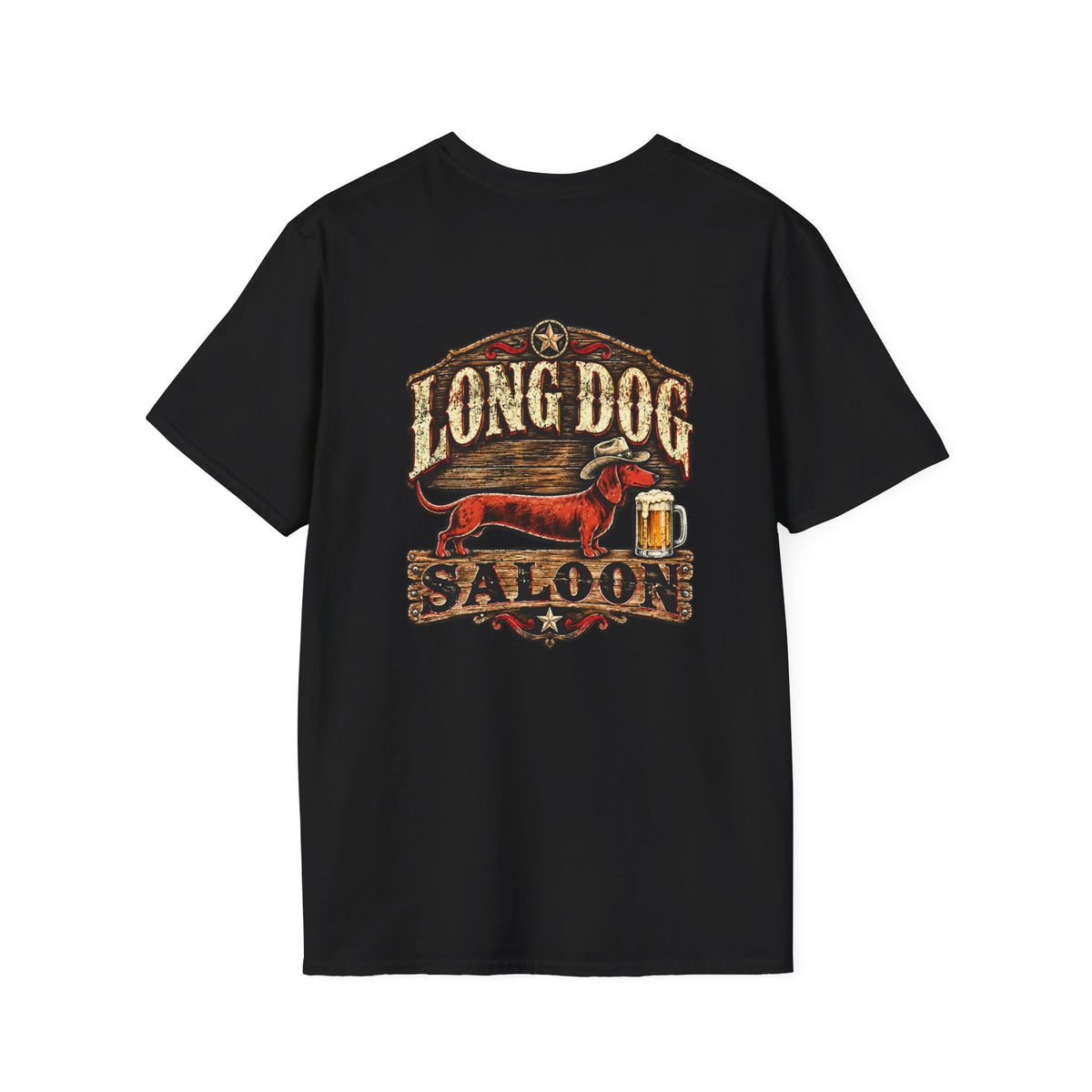 Long Dog Saloon Black Unisex Softstyle T-Shirt