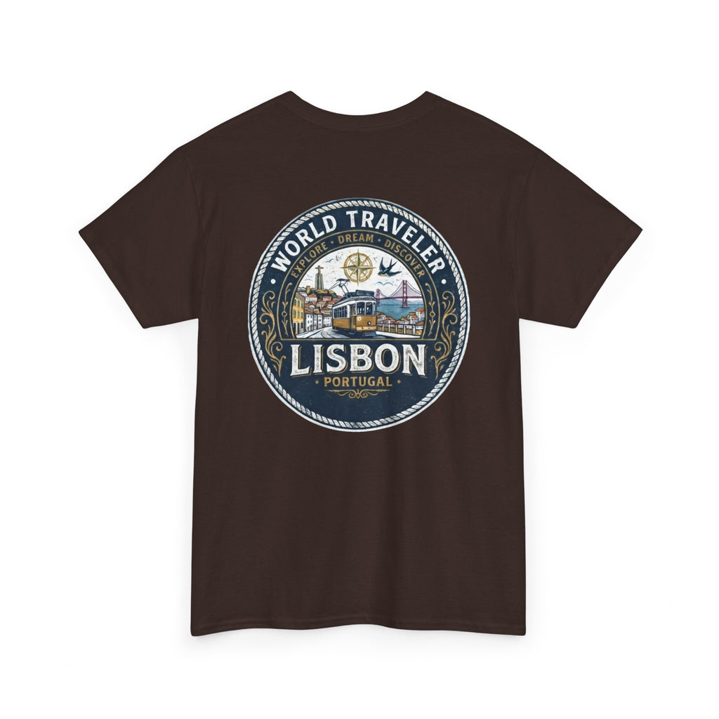 Lisbon World Traveler double sided graphics Unisex Heavy Cotton Tee