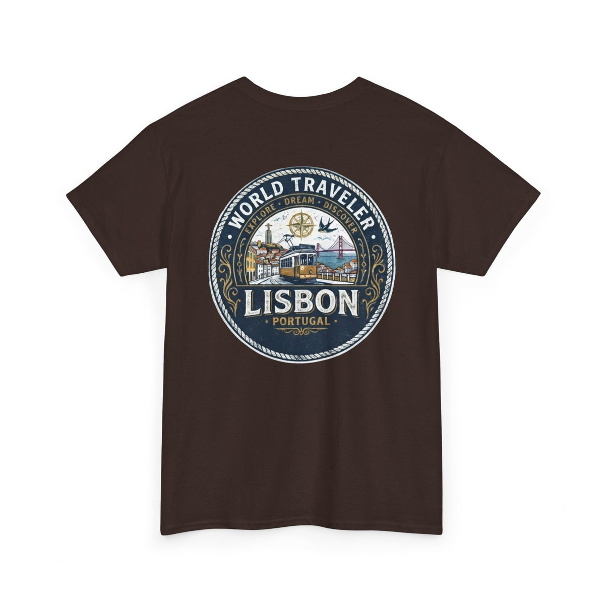 Lisbon World Traveler double sided graphics Unisex Heavy Cotton Tee