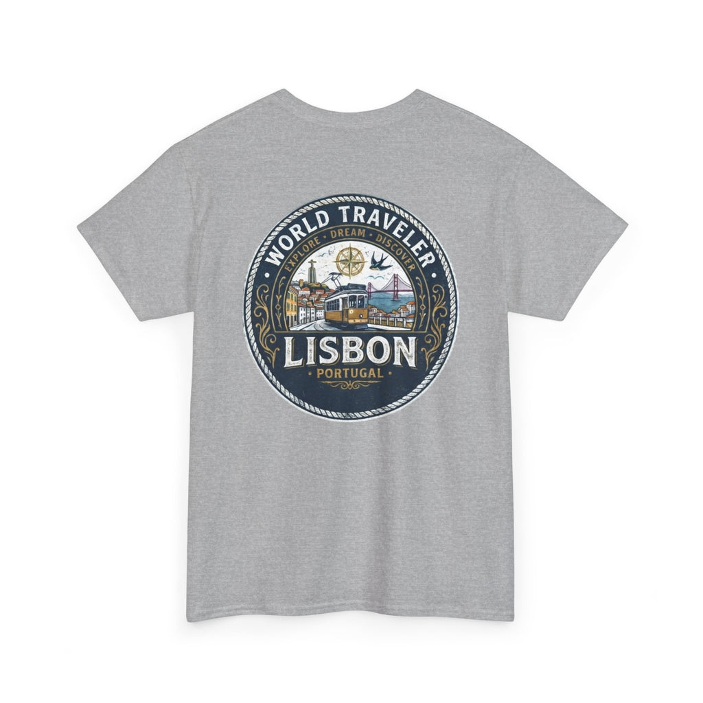 Lisbon World Traveler double sided graphics Unisex Heavy Cotton Tee
