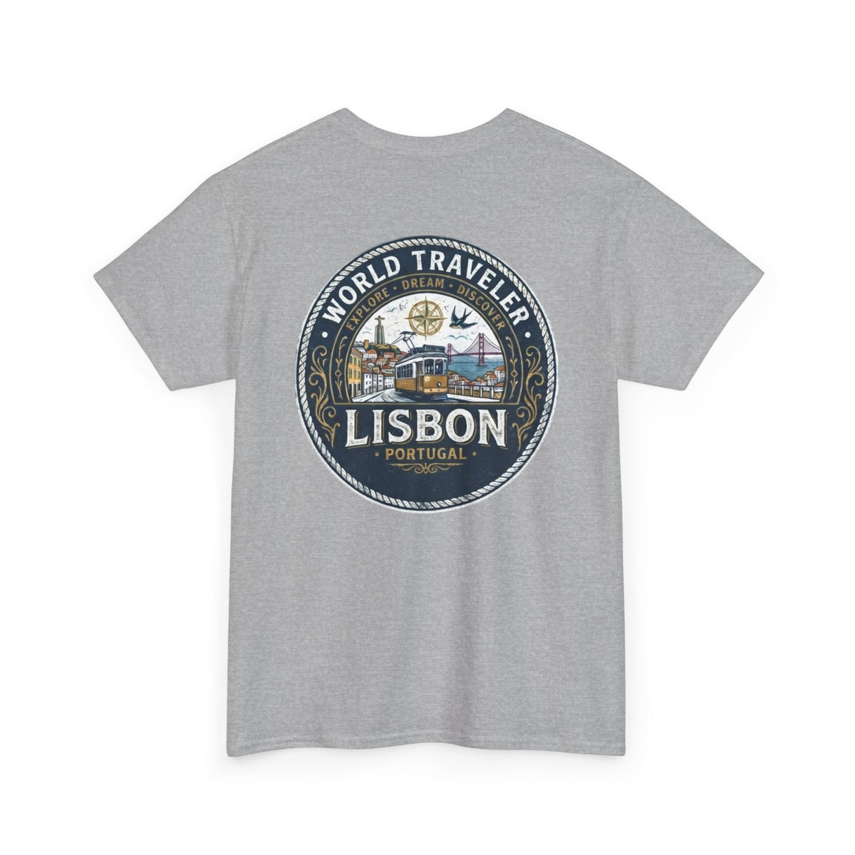 Lisbon World Traveler double sided graphics Unisex Heavy Cotton Tee
