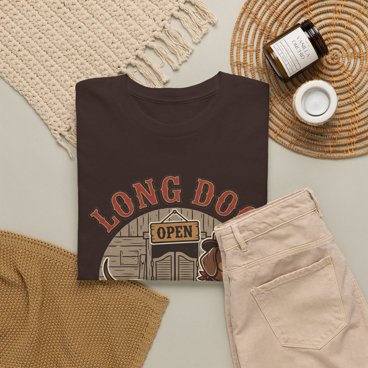 Long Dog Saloon Dachshund Unisex Heavy Cotton Tee