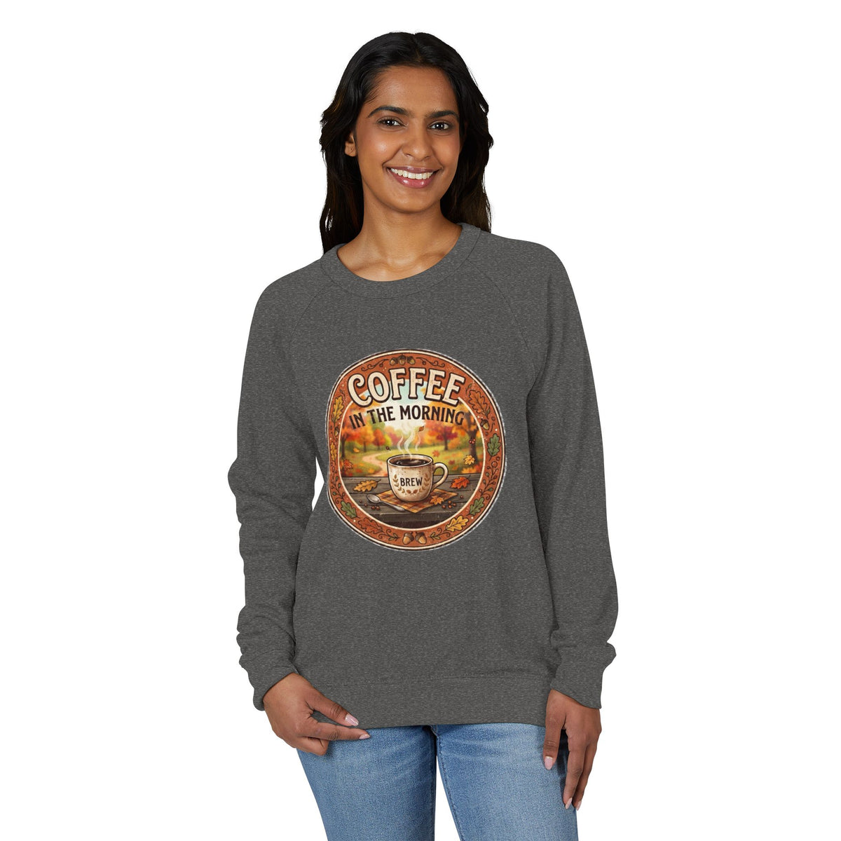Coffee in the Morning Unisex French Terry Raglan Crewneck